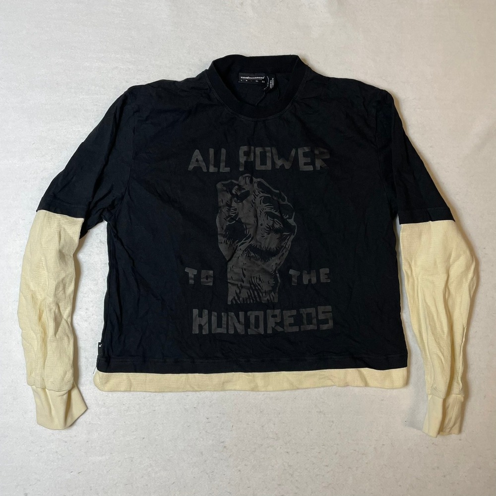The Hundreds Long Sleeve Shirt‎ Black All Power Graphic Tee Medium